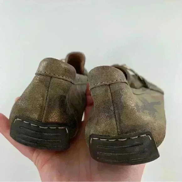 AK Anne Klein flats 8.5 Davis brown gold leather camo horsebit driving loafers - Picture 5 of 13